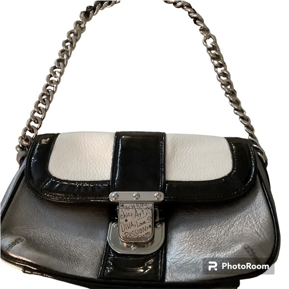Brighton Handbags - Brighton Black and White Chain Strap Bag